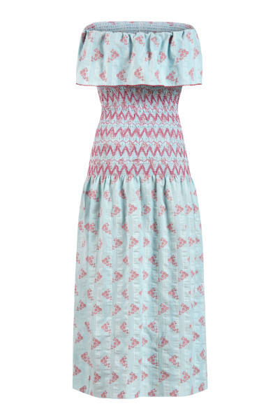 Markarian NY Ashton Blue And Pink Floral Smocked Dress