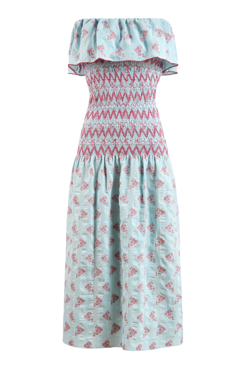 Markarian NY Ashton Blue And Pink Floral Smocked Dress