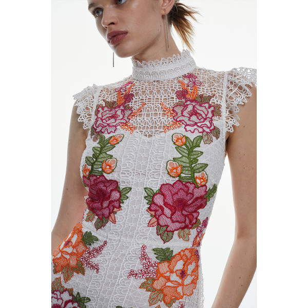 Rent Buy Karen Millen Guipure Lace Floral Embroidered Mini Dress MY WARDROBE HQ