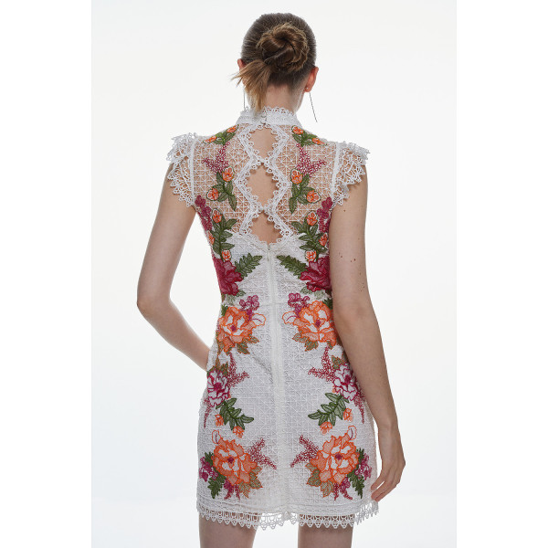 Rent Buy Karen Millen Guipure Lace Floral Embroidered Mini Dress MY WARDROBE HQ