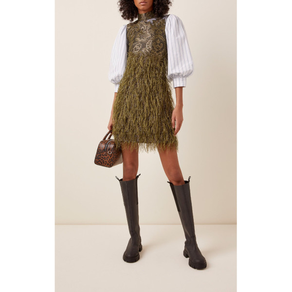 Ganni Feathery Cotton Mini Dress