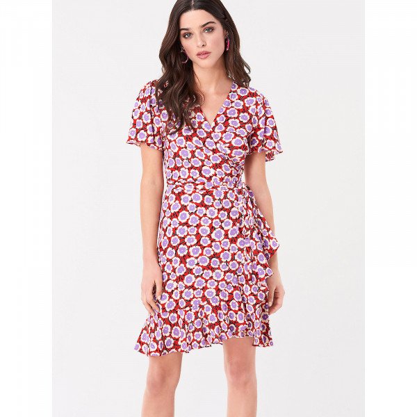 Diane von Furstenberg Estrella Ruffled Crepe Mini Wrap Dress