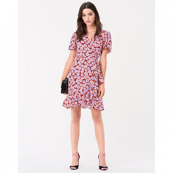 Diane von Furstenberg Estrella Ruffled Crepe Mini Wrap Dress