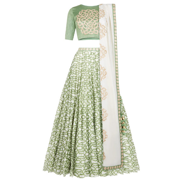 Amrika Olive Lehenga Set