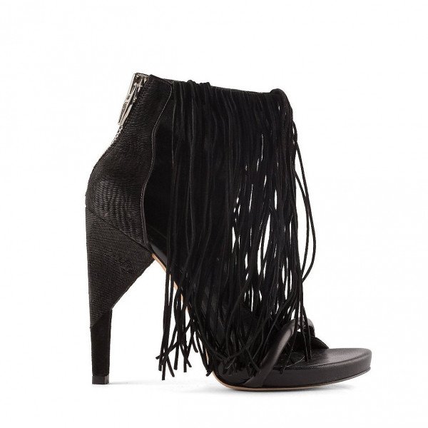 Black fringe online sandals