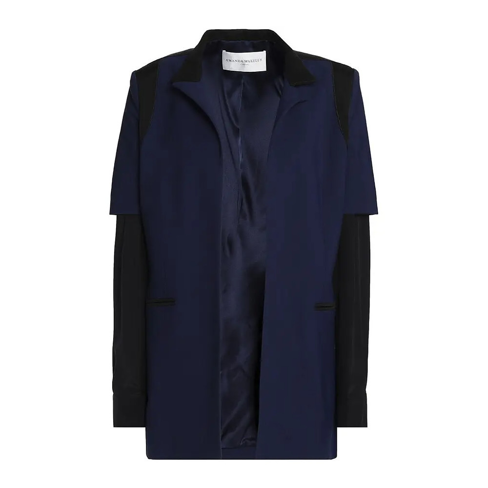 Amanda Wakeley Panelled Contrast-Sleeve Blazer