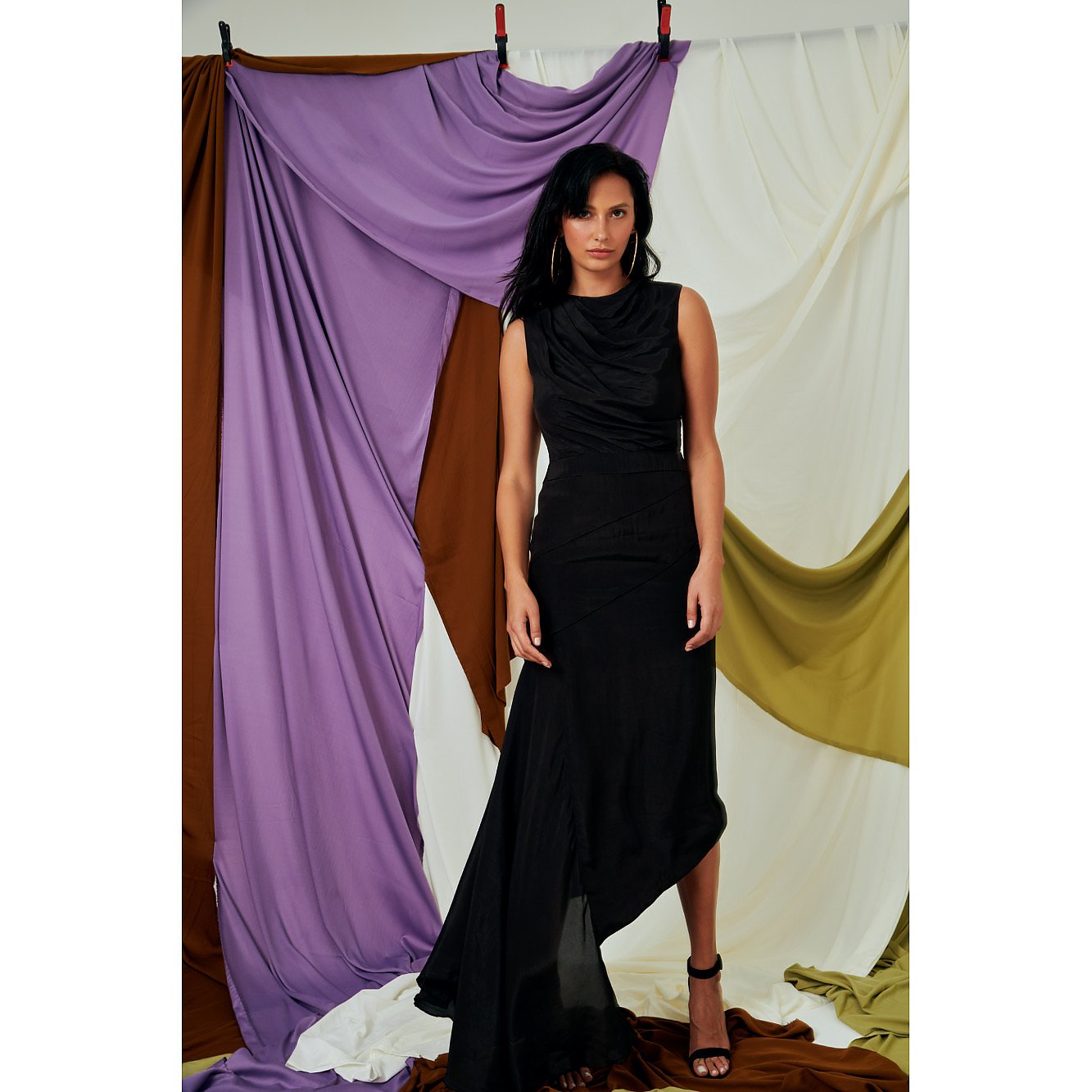 L'Mane Asymmetric Cowl Neck Chic Dress