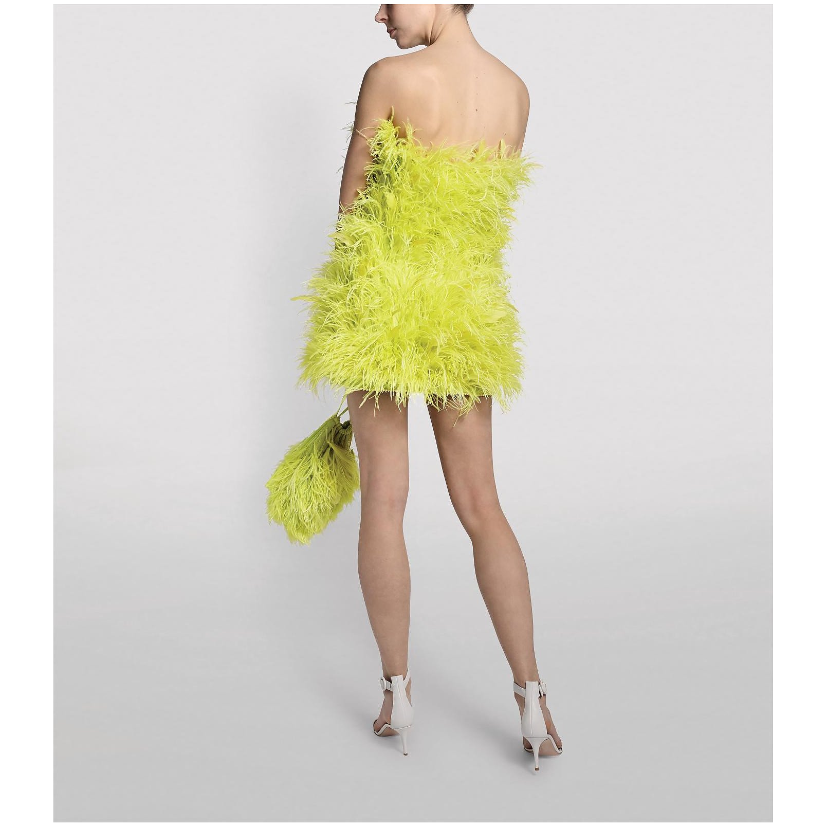 Attico Ostrich Feather Mini Dress ...