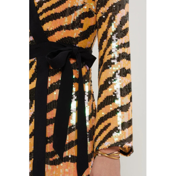 Rixo Gigi Tiger Sequin Midi Dress