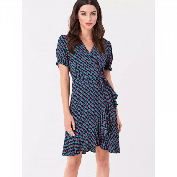 Diane von Furstenberg Emilia Ruffled Crepe Mini Wrap Dress