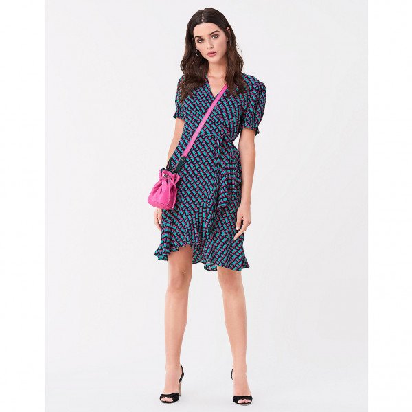 Diane von Furstenberg Emilia Ruffled Crepe Mini Wrap Dress