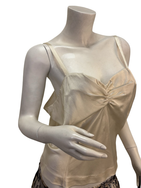 ERIK SCHAIX Ivory Silk Draped Camisole Top