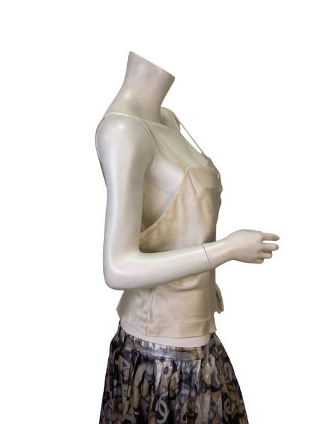 ERIK SCHAIX Ivory Silk Draped Camisole Top