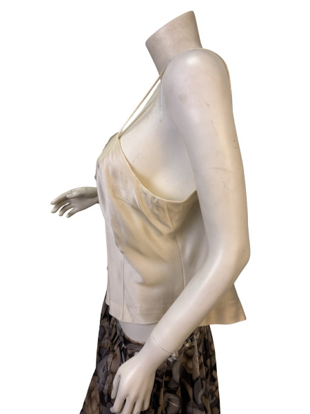ERIK SCHAIX Ivory Silk Draped Camisole Top