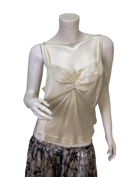 ERIK SCHAIX Ivory Silk Draped Camisole Top