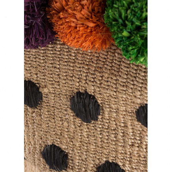 Rent Buy Aran z Straw Basket With Multicolour Pom Poms MY