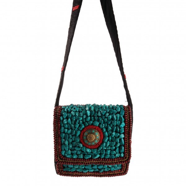 Vintage Vintage Stone-Embellished Crossbody Bag