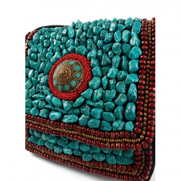 Vintage Vintage Stone-Embellished Crossbody Bag