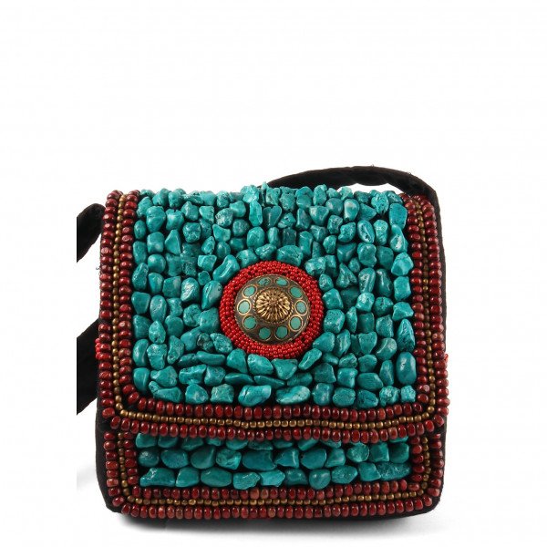 Vintage Vintage Stone-Embellished Crossbody Bag