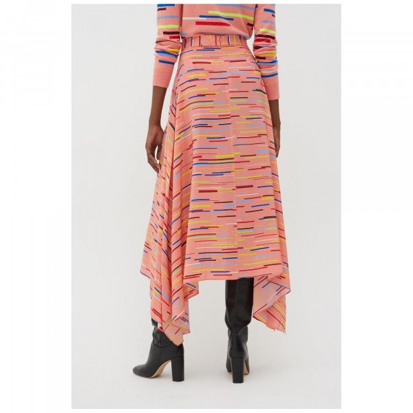 Chinti and Parker Dusty-Rose Verticals Silk Crepe De Chine Skirt