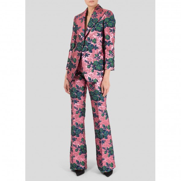 Rent Buy Gucci Metallic Floral Embroidered Trouser Suit