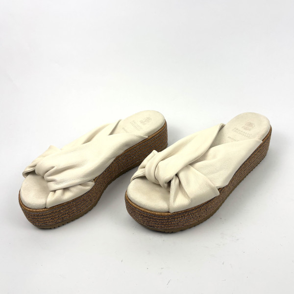 Brunello Cucinelli Brunello Cucinelli Leather Platform Slides