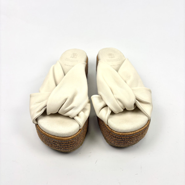 Brunello Cucinelli Brunello Cucinelli Leather Platform Slides