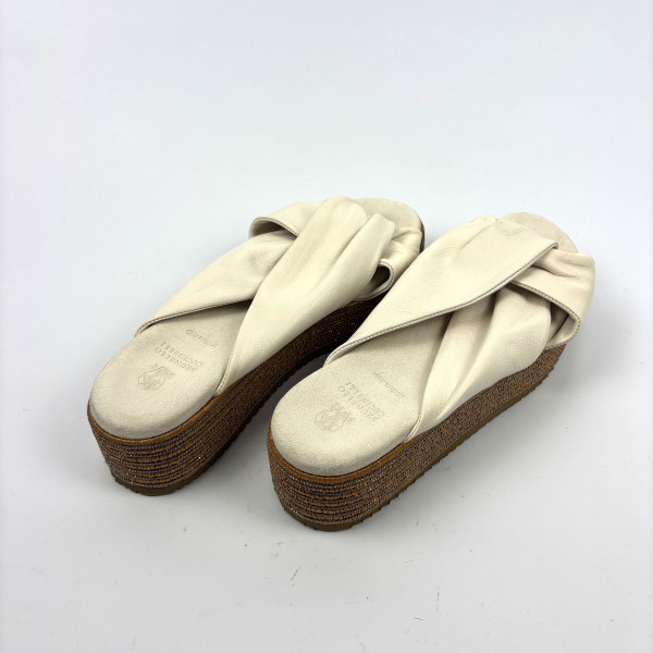 Brunello Cucinelli Brunello Cucinelli Leather Platform Slides