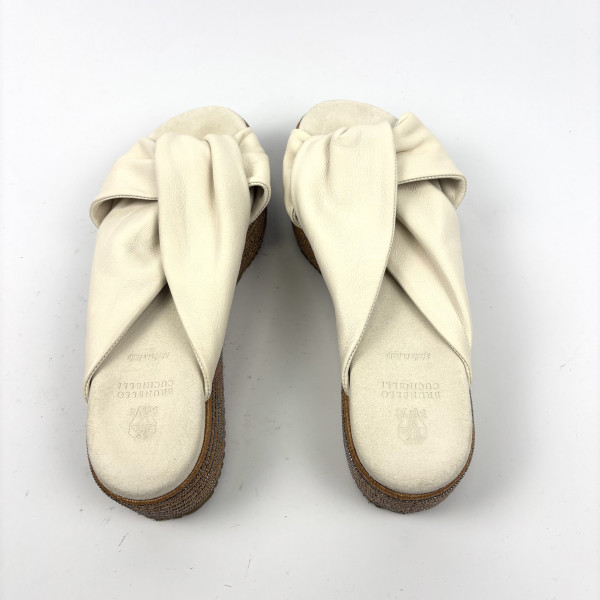 Brunello Cucinelli Brunello Cucinelli Leather Platform Slides