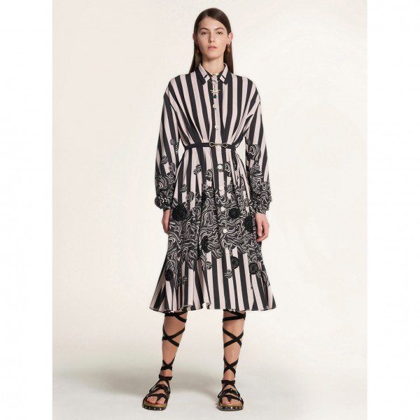 PORTS 1961 Embellished Stripe-Print Shirt Dress