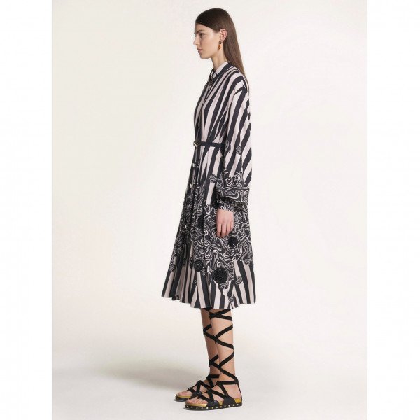 PORTS 1961 Embellished Stripe-Print Shirt Dress