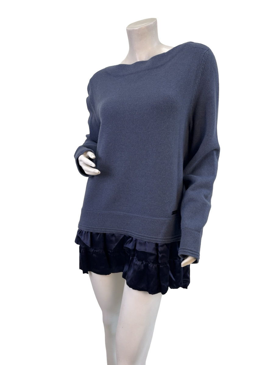 Louis Vuitton Navy Knit Top with Flared Hem