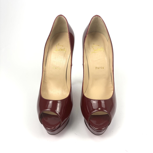Christian Louboutin Red Peep-Toe Patent Pumps