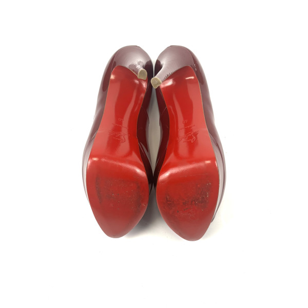 Christian Louboutin Red Peep-Toe Patent Pumps