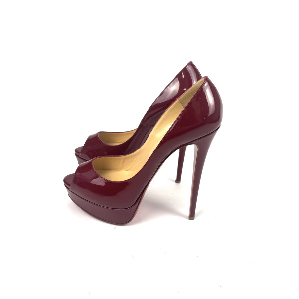 Christian Louboutin Red Peep-Toe Patent Pumps