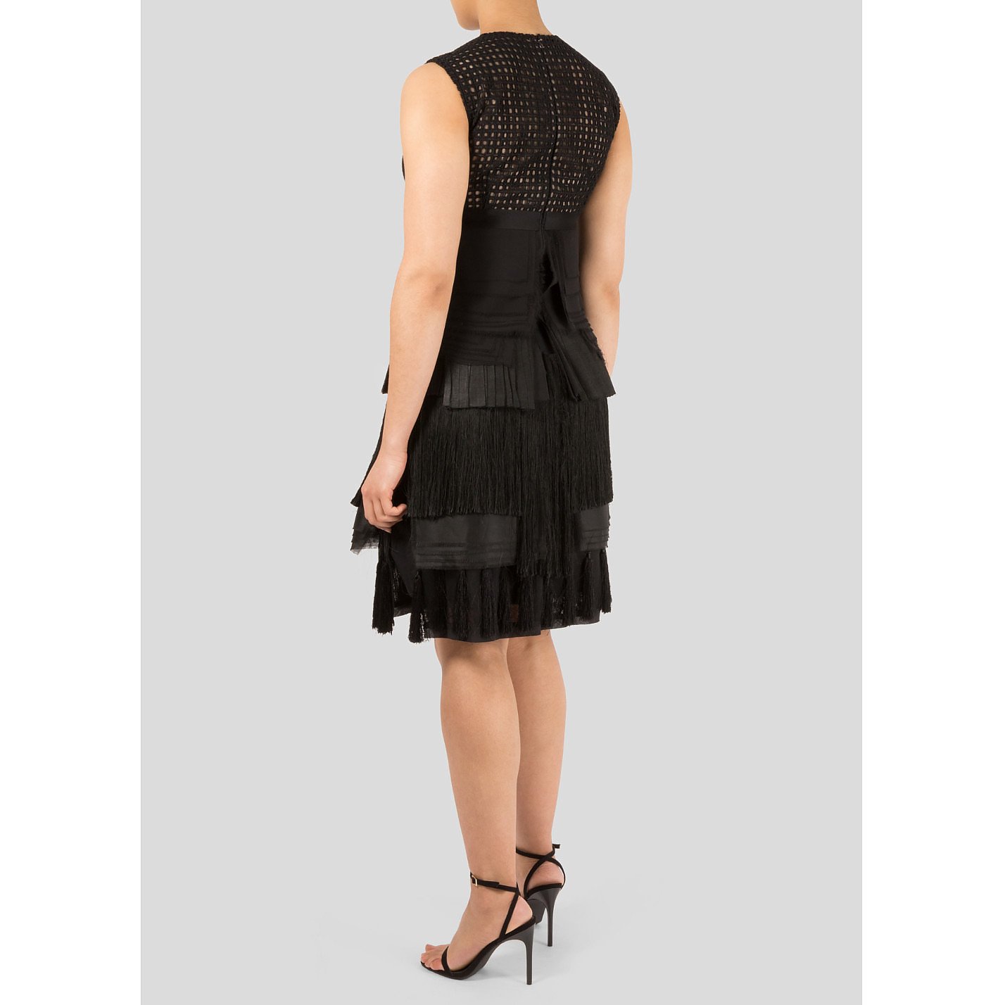 sleeveless fringe dress by giamba