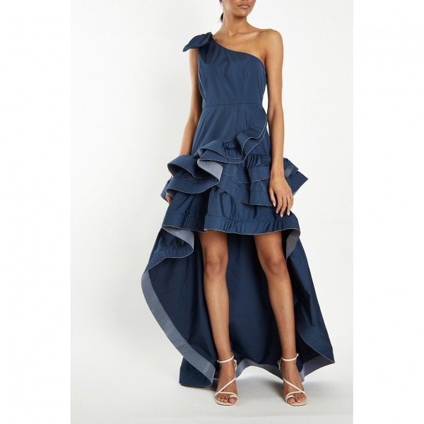 One shoulder waterfall hot sale dress