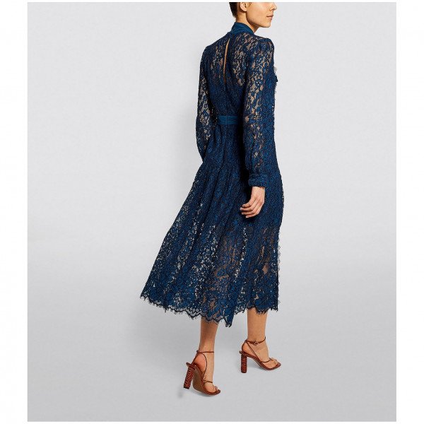 Self-Portrait Lace Pussybow Midi Dress