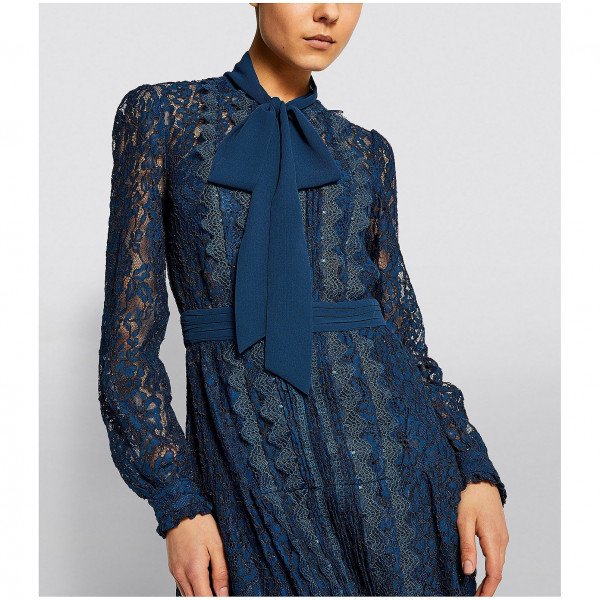 Self-Portrait Lace Pussybow Midi Dress