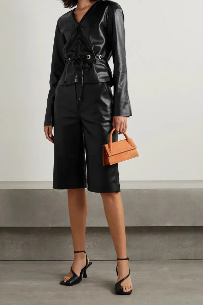 Nanushka Faroe Black Fitted Top with Bracelet Belt