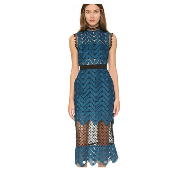 Self-Portrait Self Portrait Teal Blue Lace Dress